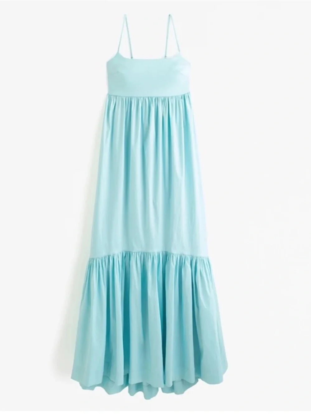 A&F Drama Bow-Back Taffeta Maxi Dress Light Blue Summer Wedding Modern Romantic
